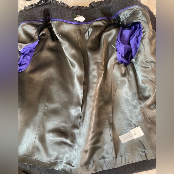 J Crew Womens Wool Blazer Sz 8 Embellished Cropped Modern Office CEO Lady Jacket - Picture 13 of 16